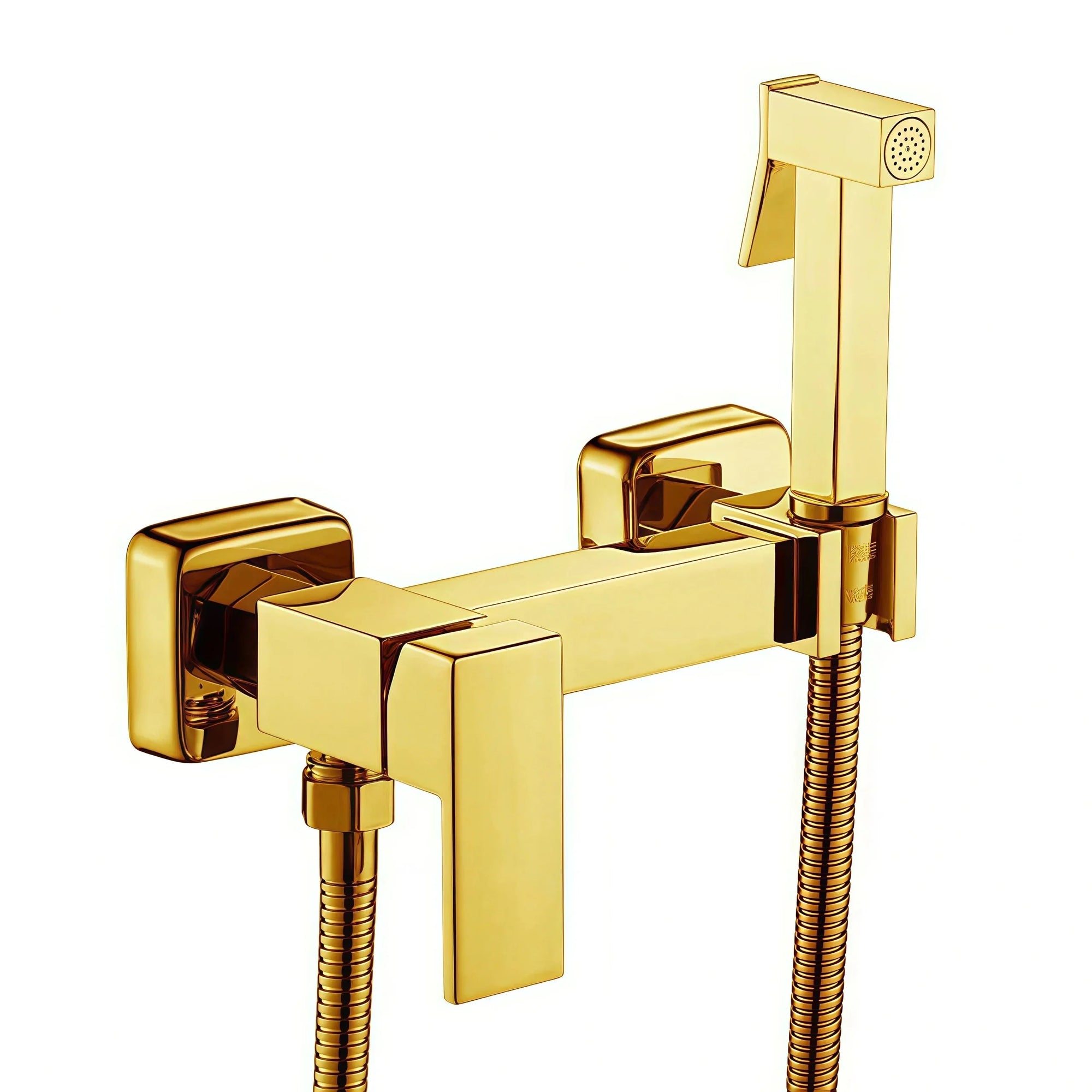 Ducha Higiênica Para Banheiro 100% Metal Com Suporte Acoplado Royal Square - Dourado