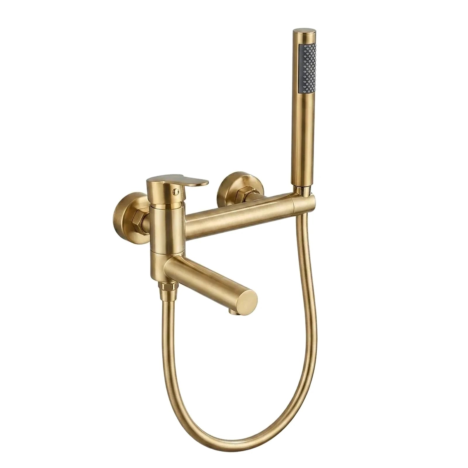 Ducha higiênica Royal Concept dourado escovado com misturador monocomando e ducha manual, foto em fundo branco - Torneiras Royal