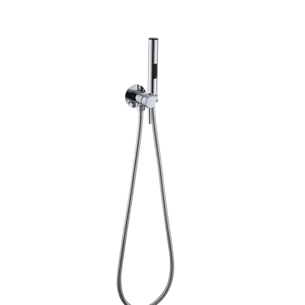 Ducha higiênica Royal Orion cromada em aço inox 304 com registro redondo e mangueira metálica, foto em fundo branco