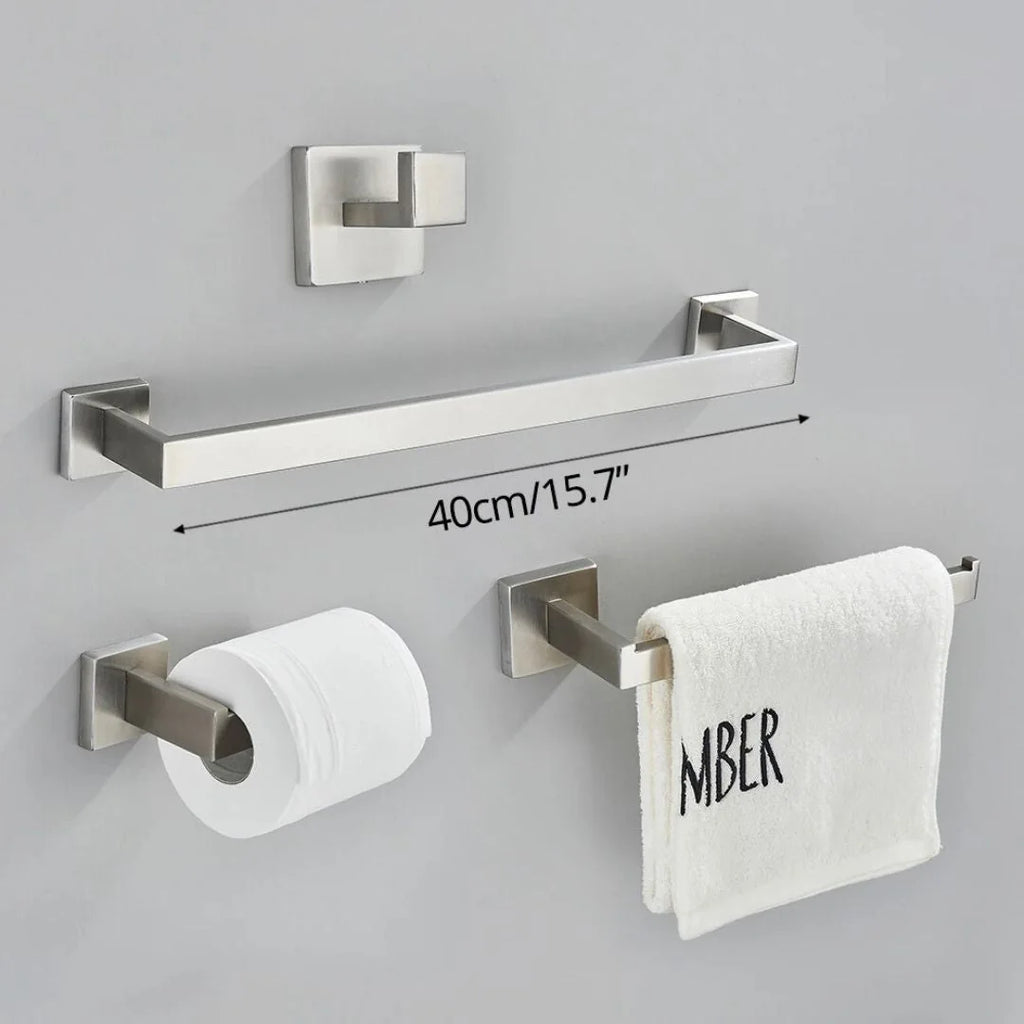 Kit Acessórios Metais Para Banheiro Inox - KIt Completo 4 Peças