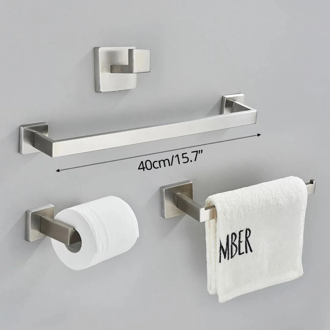 Kit Acessórios Metais Para Banheiro Inox - KIt Completo 4 Peças
