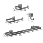 Kit Acessórios Para Banheiros 4 Peças Prata Lavabo Com Toalheiro Duplo - imagem do produto 2