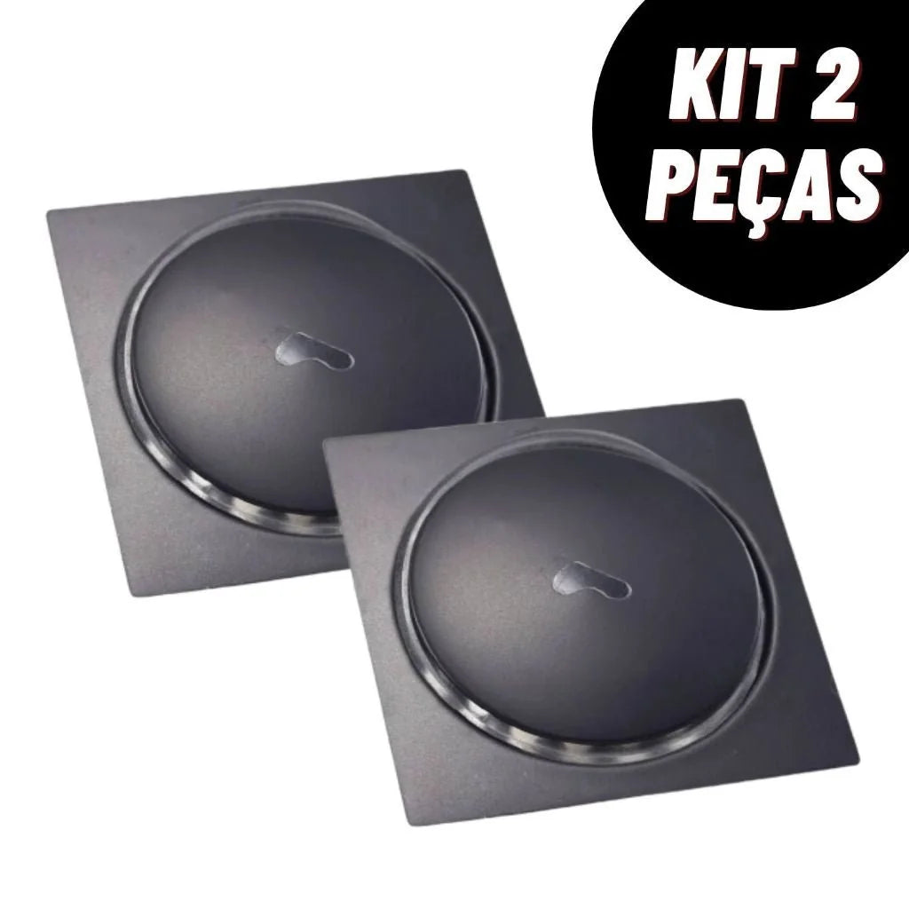 Kit Ralo Inteligente Click Quadrado Preto Inox Banheiro Lavabo Veda Cheiro Inox 201 - foto principal