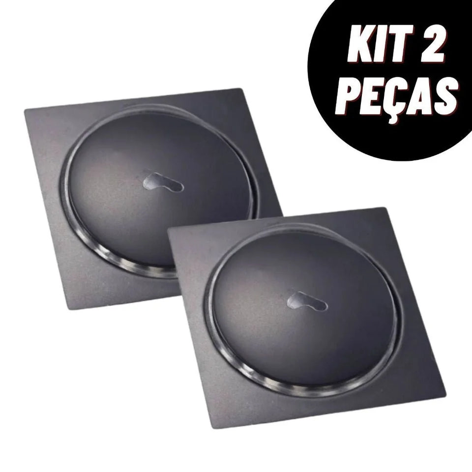 Kit Ralo Inteligente Click Quadrado Preto Inox Banheiro Lavabo Veda Cheiro Inox 201 - foto principal