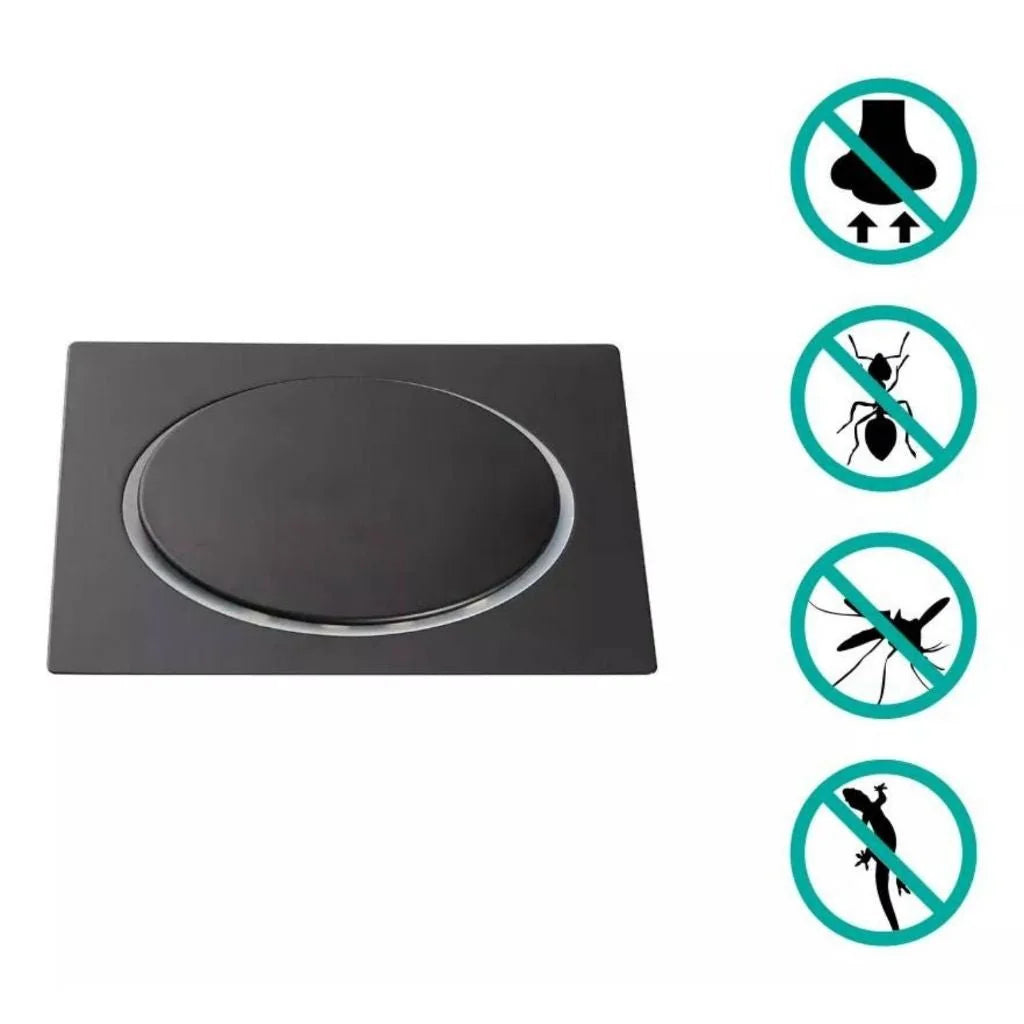 Kit Ralo Inteligente Click Quadrado Preto Inox Banheiro Lavabo Veda Cheiro Inox 201 - imagem do produto 2