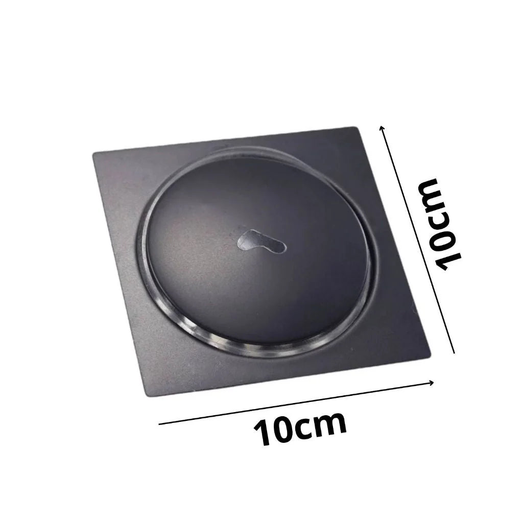 Kit Ralo Inteligente Click Quadrado Preto Inox Banheiro Lavabo Veda Cheiro Inox 201 - 10x10 cm