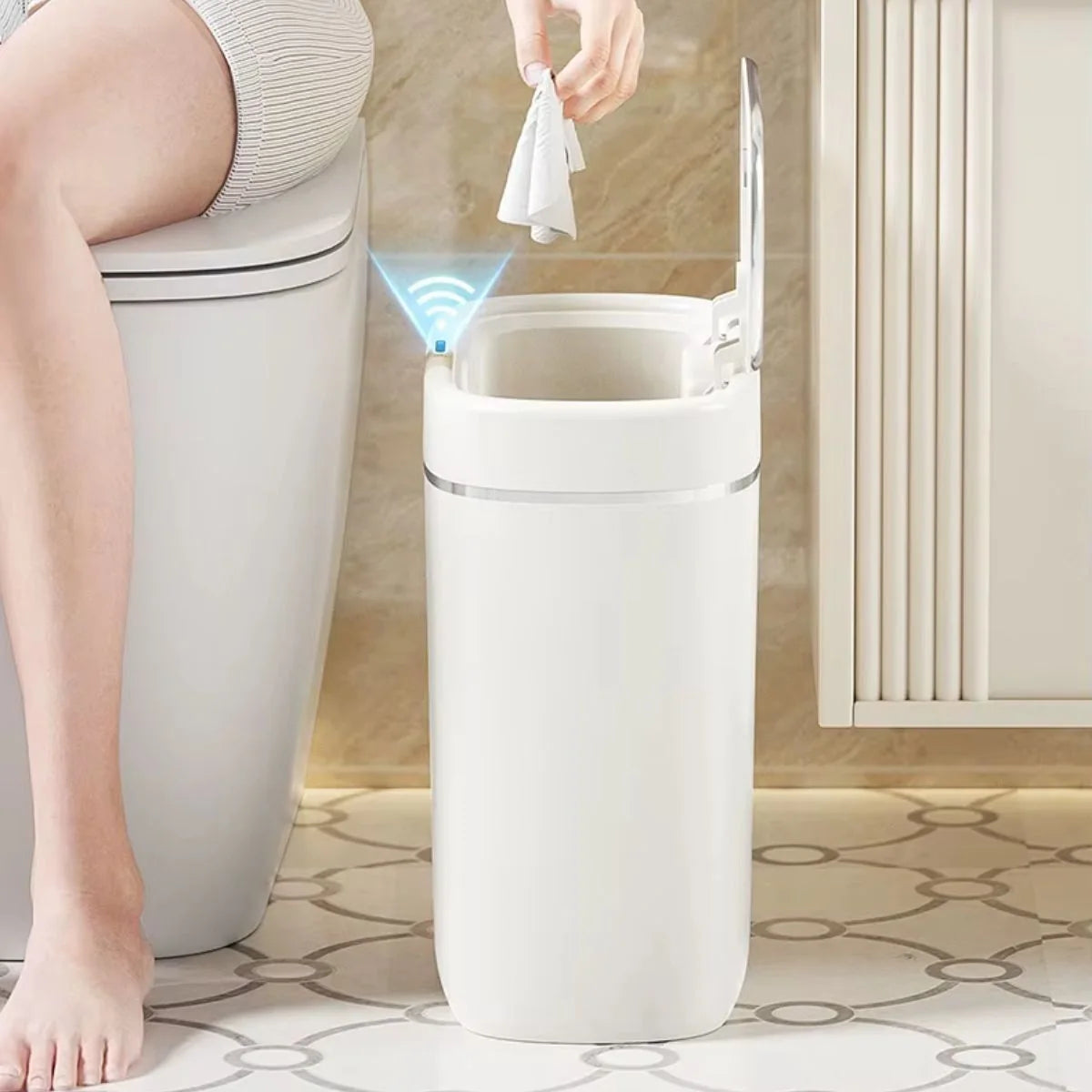 Lixeira Automática Para Banheiro Com Sensor Modelo Slim - imagem do produto 3