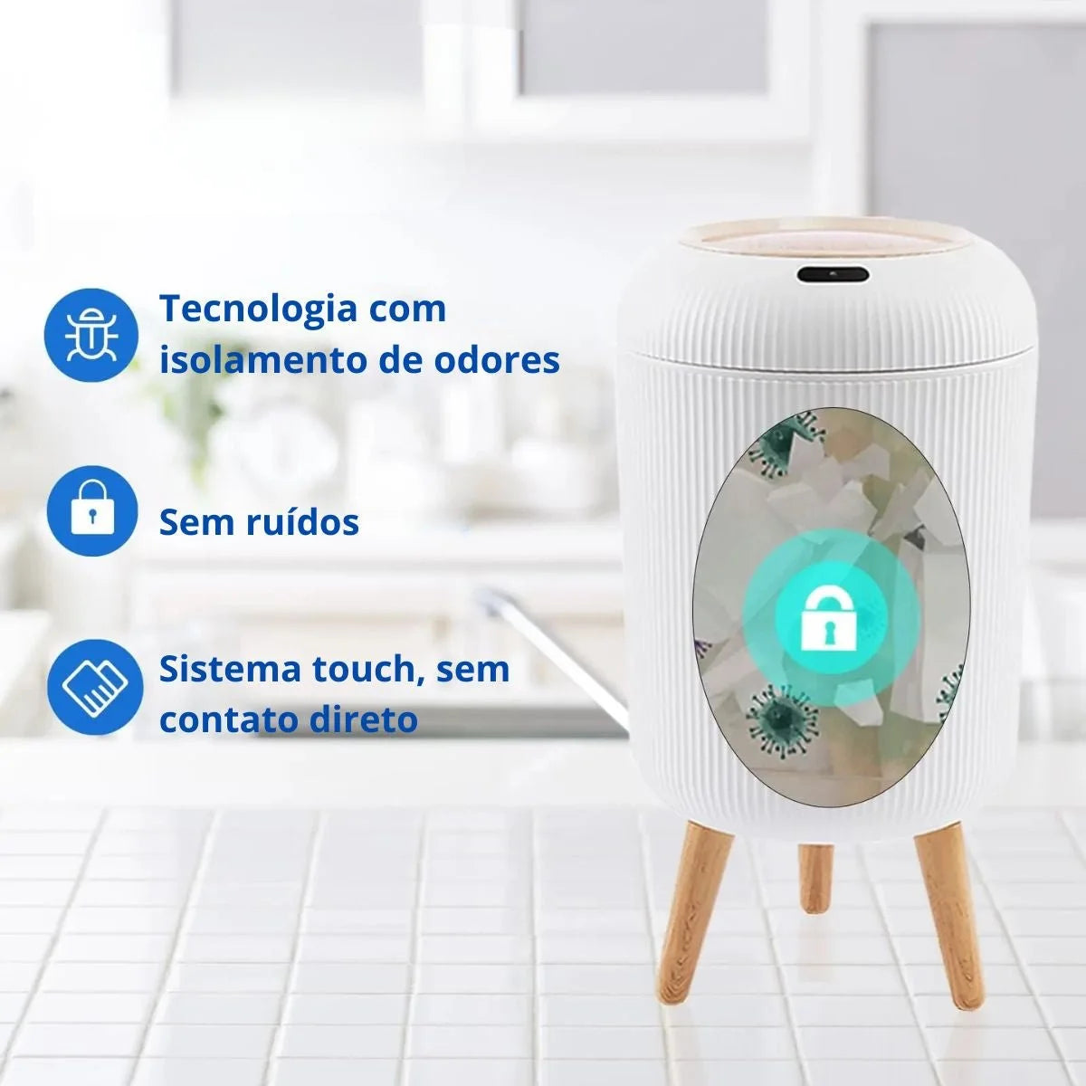 Lixeira Para Banheiro Moderna Com Sensor Inteligente - imagem do produto 6