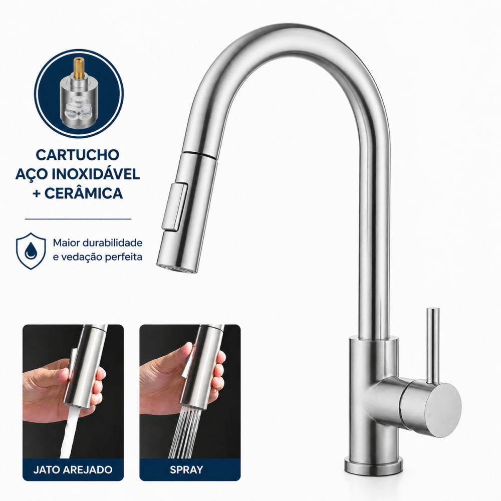 Torneira Gourmet para Cozinha Monocomando Extensível Royal Flex - imagem 5