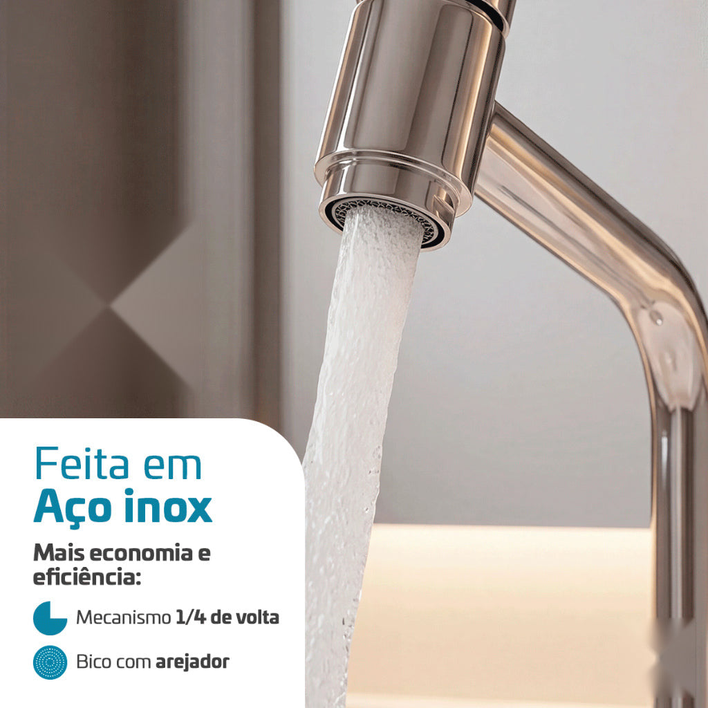 Torneira para Banheiro e Lavabo Bica Baixa Inox Link 45° Royal - imagem 3