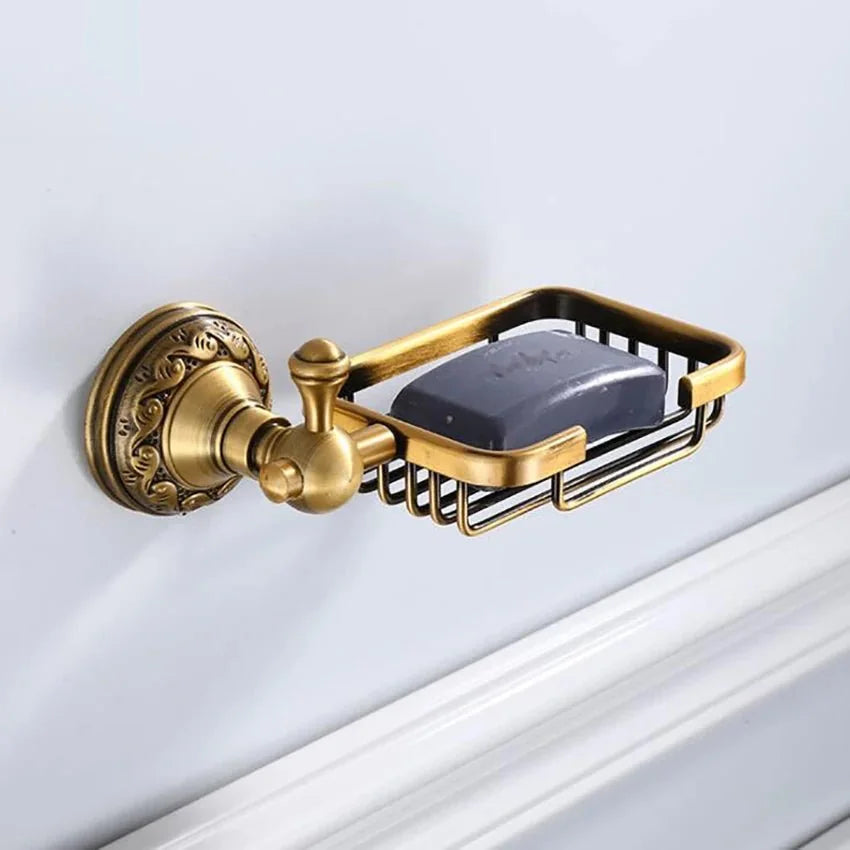 Porta Sabonete Luxo Dourado Escovado GoldenGleam - foto principal