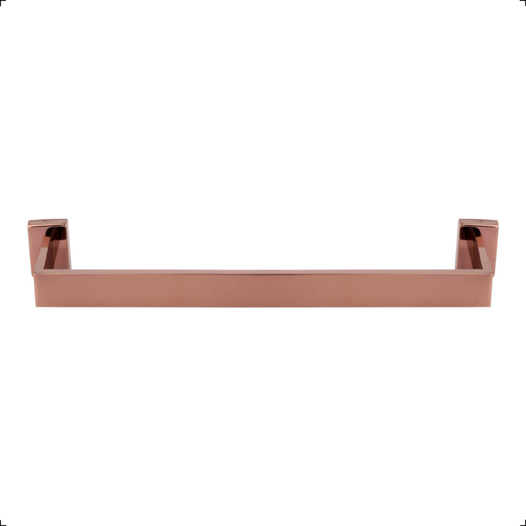 Detalhes do acabamento Rose Gold do porta-toalha em inox 304