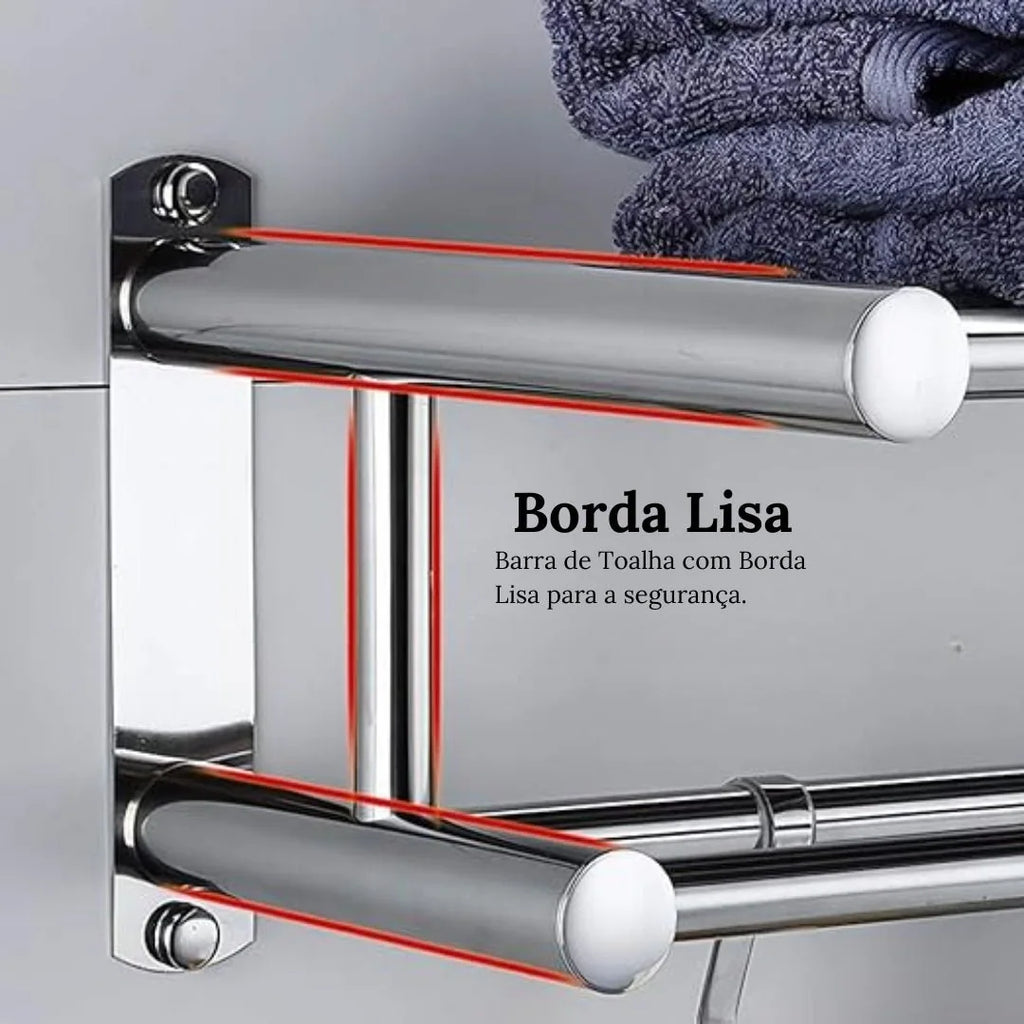 Porta Toalha Duplo Toalheiro Aço Inoxidável Para Banheiro - imagem do produto 3