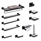 Porta Toalhas Para Banheiro Conjunto Completo Veneza Preto Fosco - Conjunto Completo