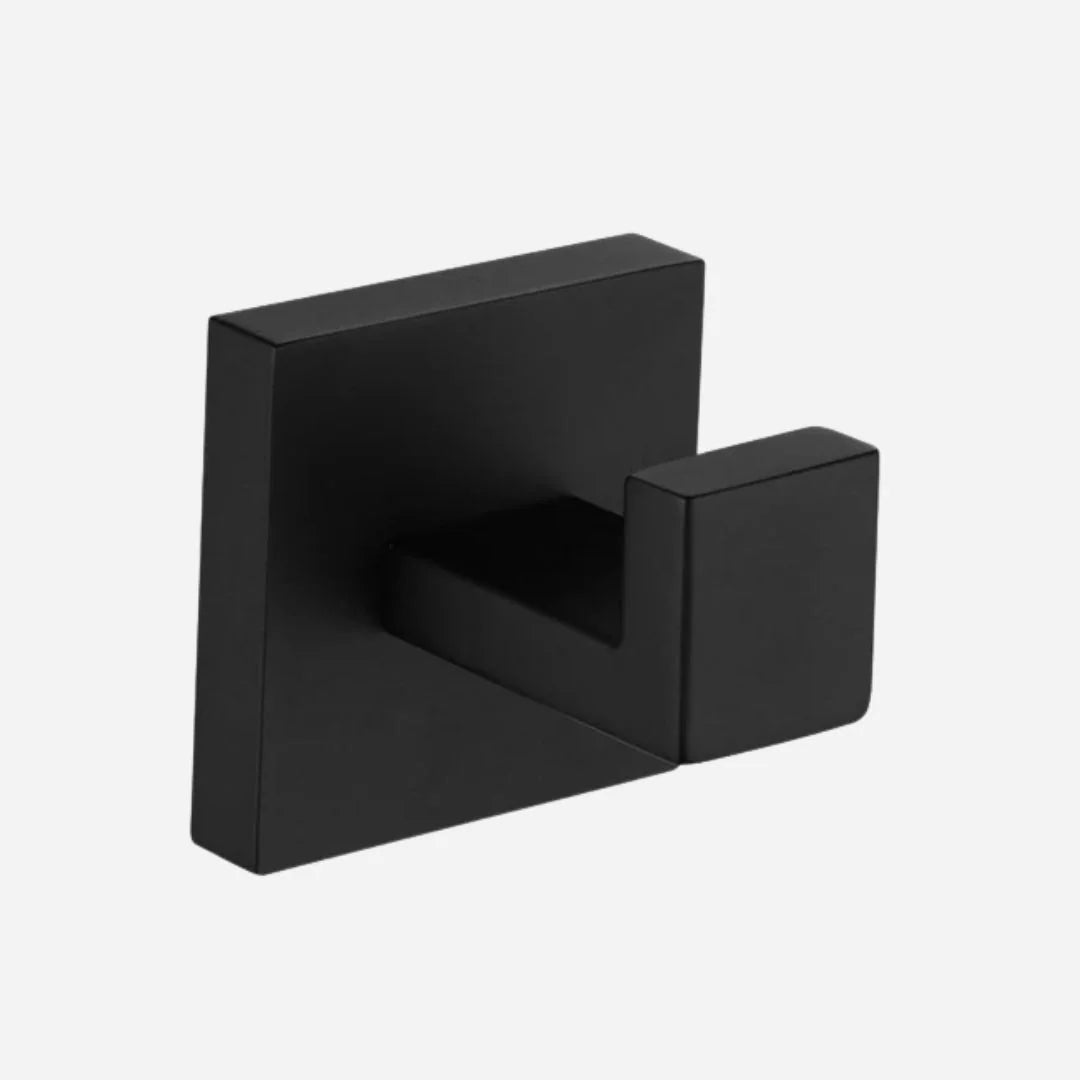 Porta Toalhas Para Banheiro Conjunto Completo Veneza Preto Fosco - Gancho