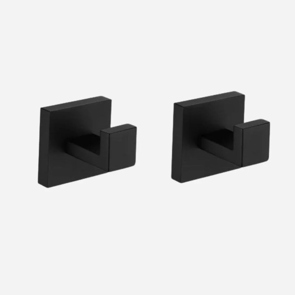 Porta Toalhas Para Banheiro Conjunto Completo Veneza Preto Fosco - Gancho 2pcs