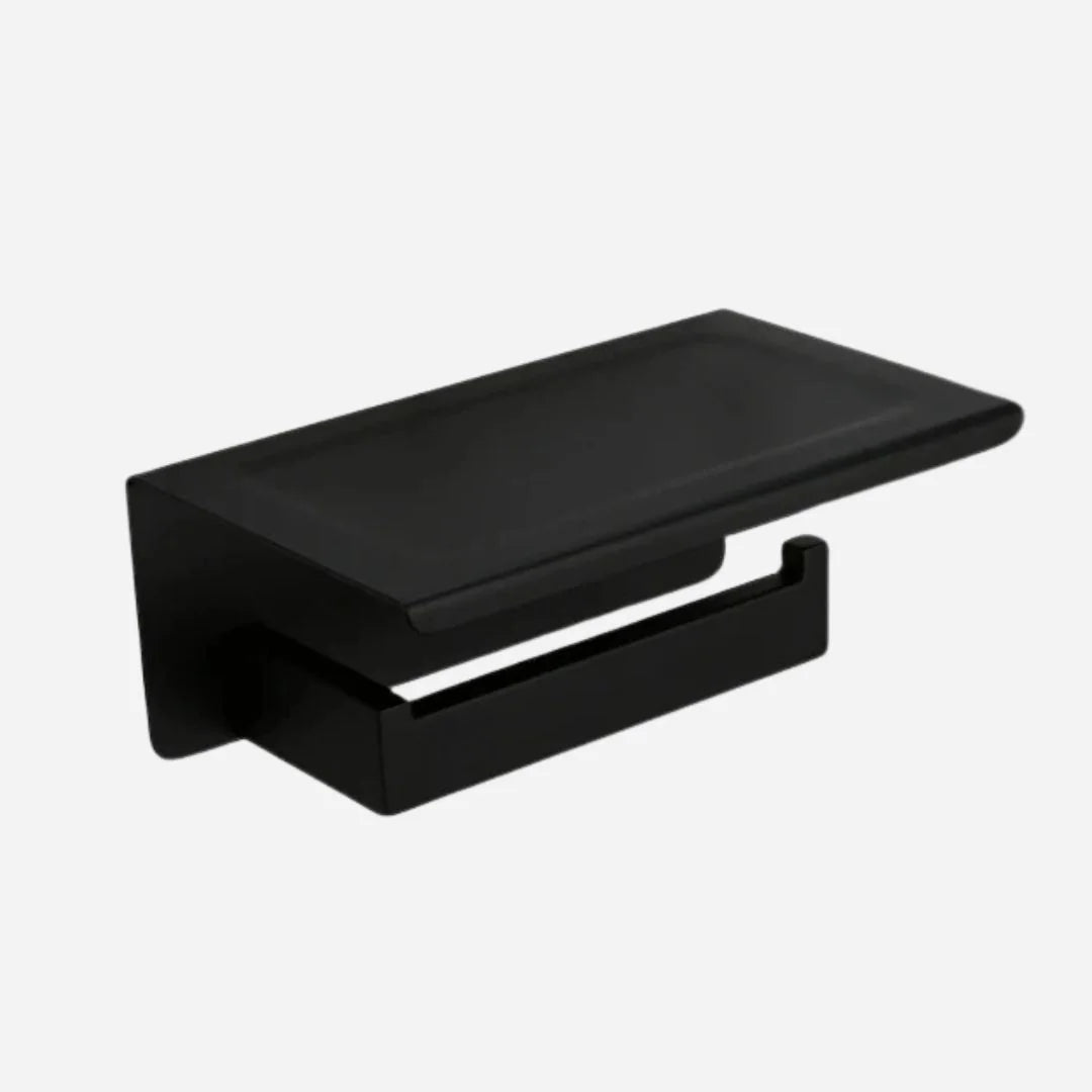 Porta Toalhas Para Banheiro Conjunto Completo Veneza Preto Fosco - Porta Papel Higiênico
