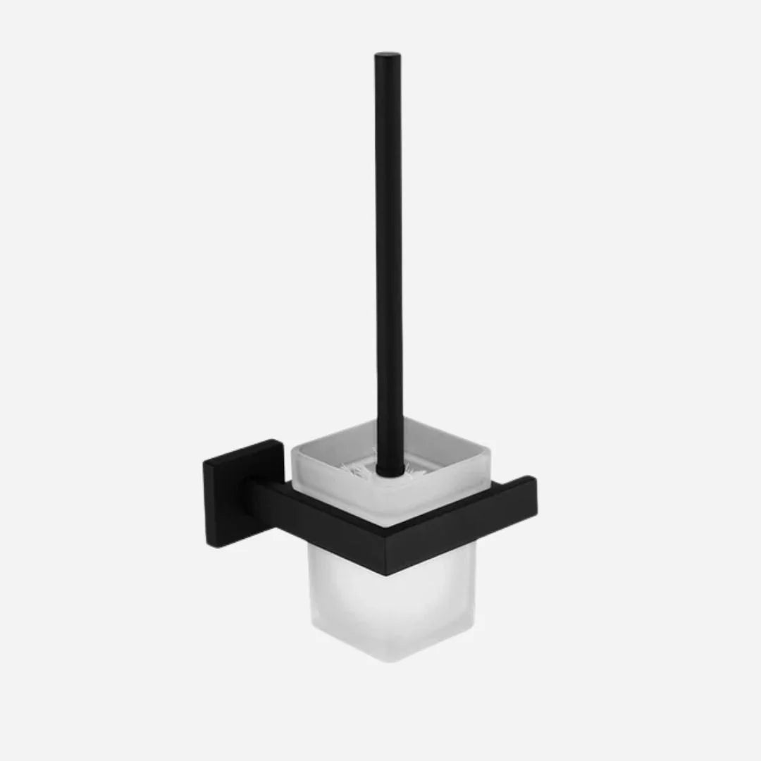 Porta Toalhas Para Banheiro Conjunto Completo Veneza Preto Fosco - Suporte Escova