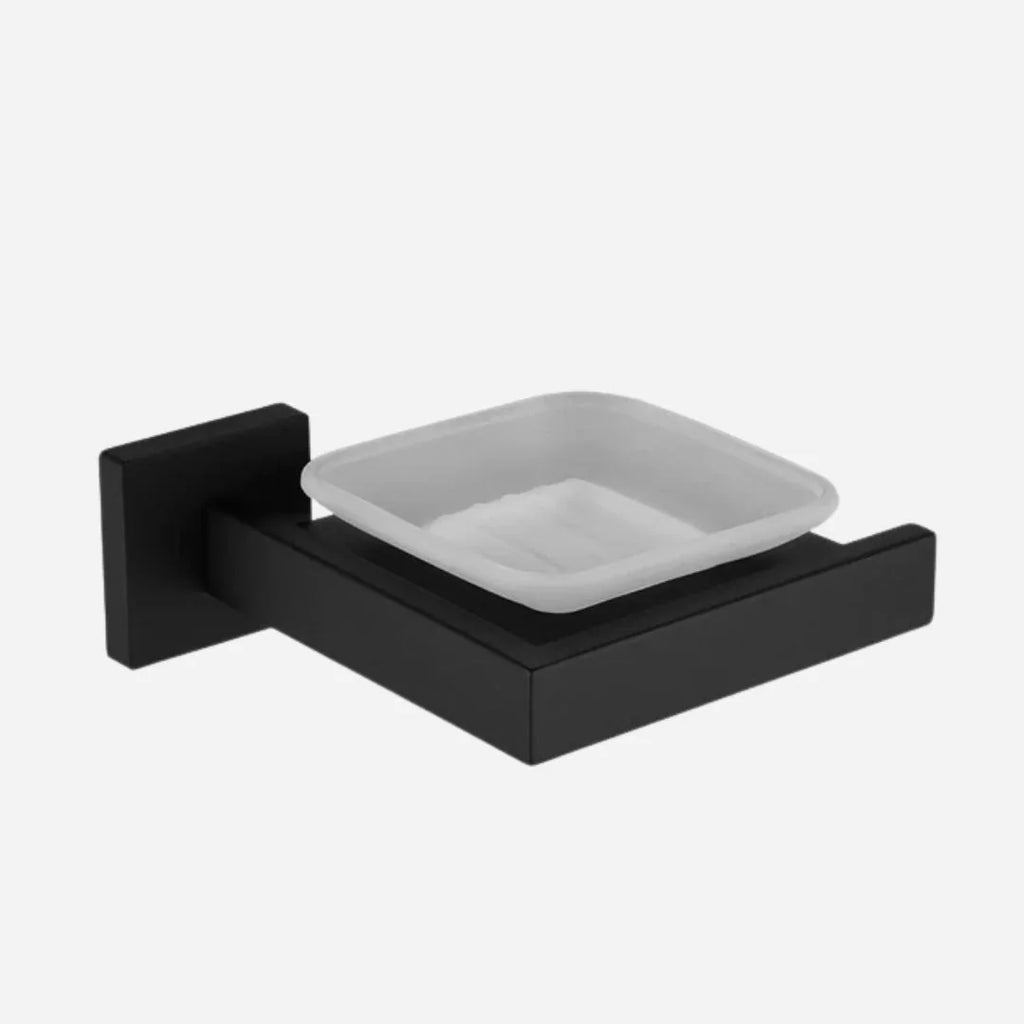 Porta Toalhas Para Banheiro Conjunto Completo Veneza Preto Fosco - Suporte Sabonete