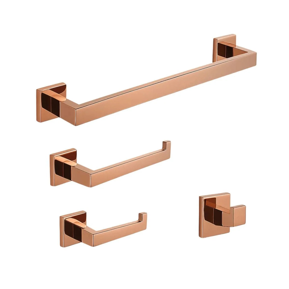 Porta Toalhas Para Banheiro Kit Completo 4 Peças Inox 60cm Royal Elegance - Porta Toalhas Para Banheiro Rose