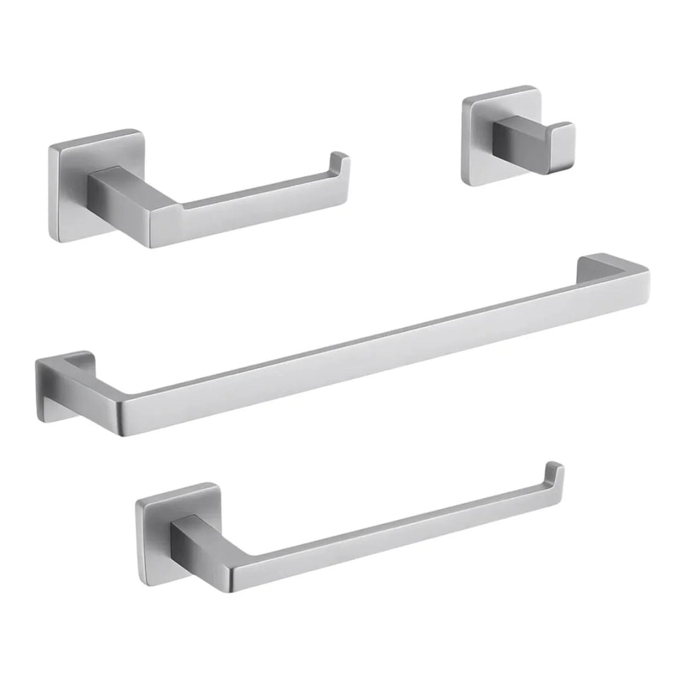 Porta Toalhas Para Banheiro Kit Completo 4 Peças Inox 60cm Royal Elegance - Porta Toalhas Para Banheiro Níquel Escovado