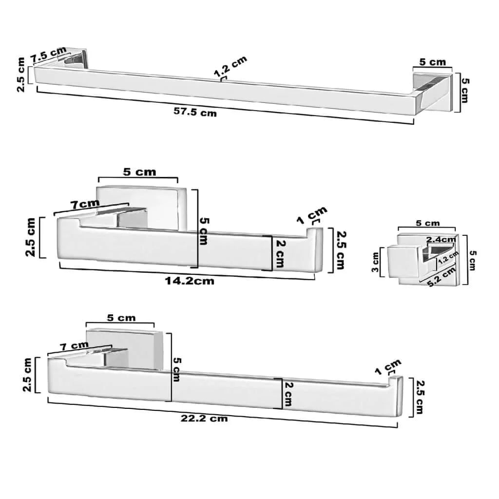 Porta Toalhas Para Banheiro Kit Completo 4 Peças Inox 60cm Royal Elegance - imagem do produto 2