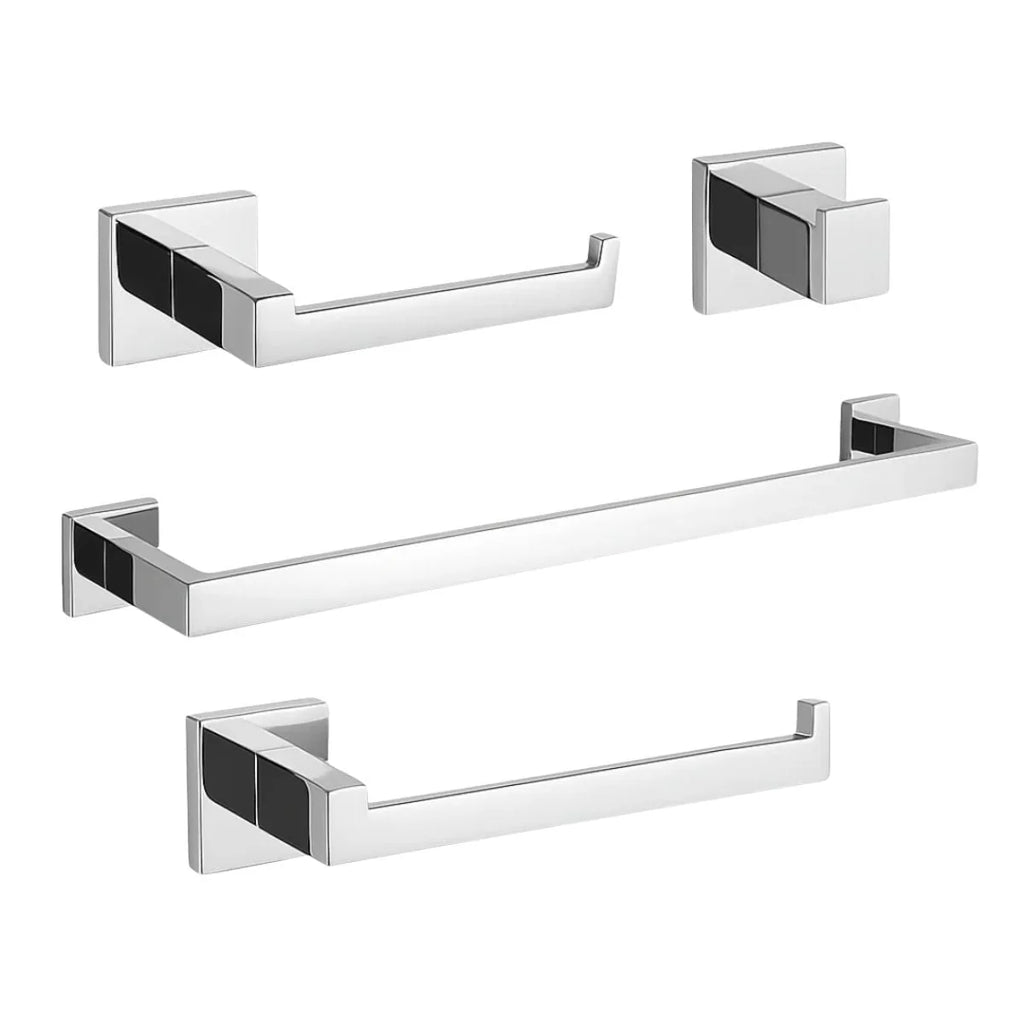 Porta Toalhas Para Banheiro Kit Completo 4 Peças Inox 60cm Royal Elegance - Porta Toalhas Para Banheiro Cromado