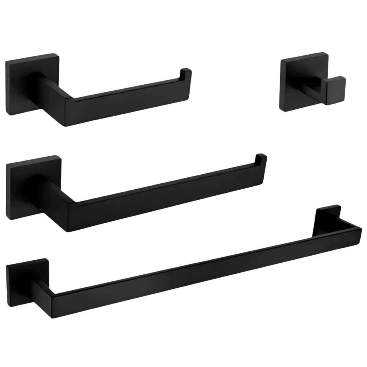 Porta Toalhas Para Banheiro Kit Completo 4 Peças Inox 60cm Royal Elegance - Porta Toalhas Para Banheiro Preto