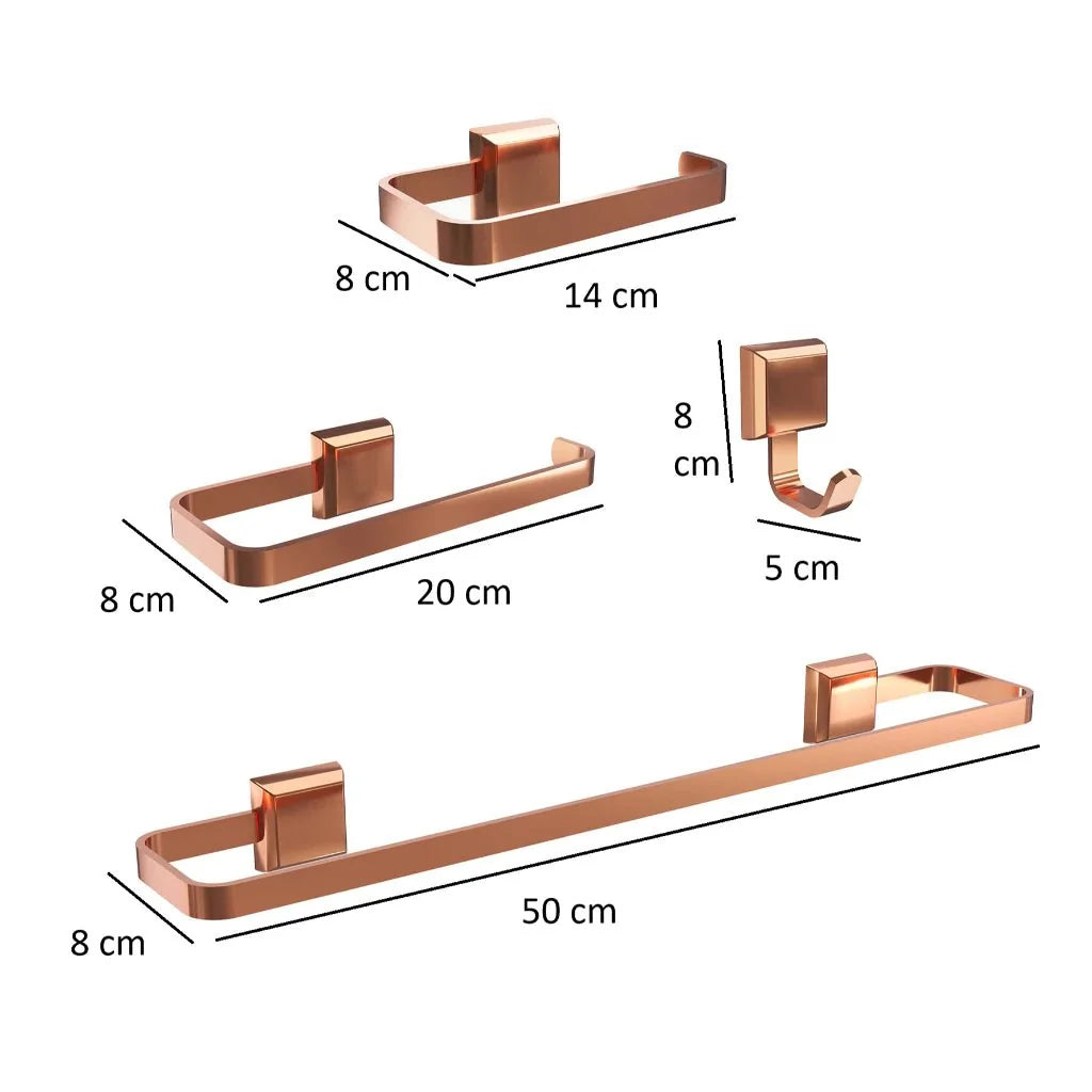 Porta Toalhas Para Banheiro Kit Completo 4 Peças rosé - rosé