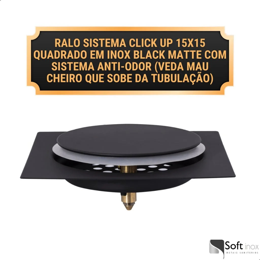 Ralo Click De Banheiro Inteligente 15x15 Inox Preto Fosco - imagem do produto 4