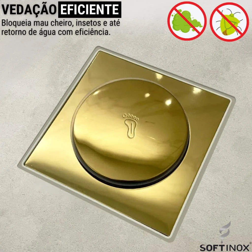 Ralo Click De Banheiro Inteligente Inox Quadrado Veda Cheiro - imagem do produto 2