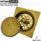Ralo Click De Banheiro Inteligente Inox Quadrado Veda Cheiro - imagem do produto 3
