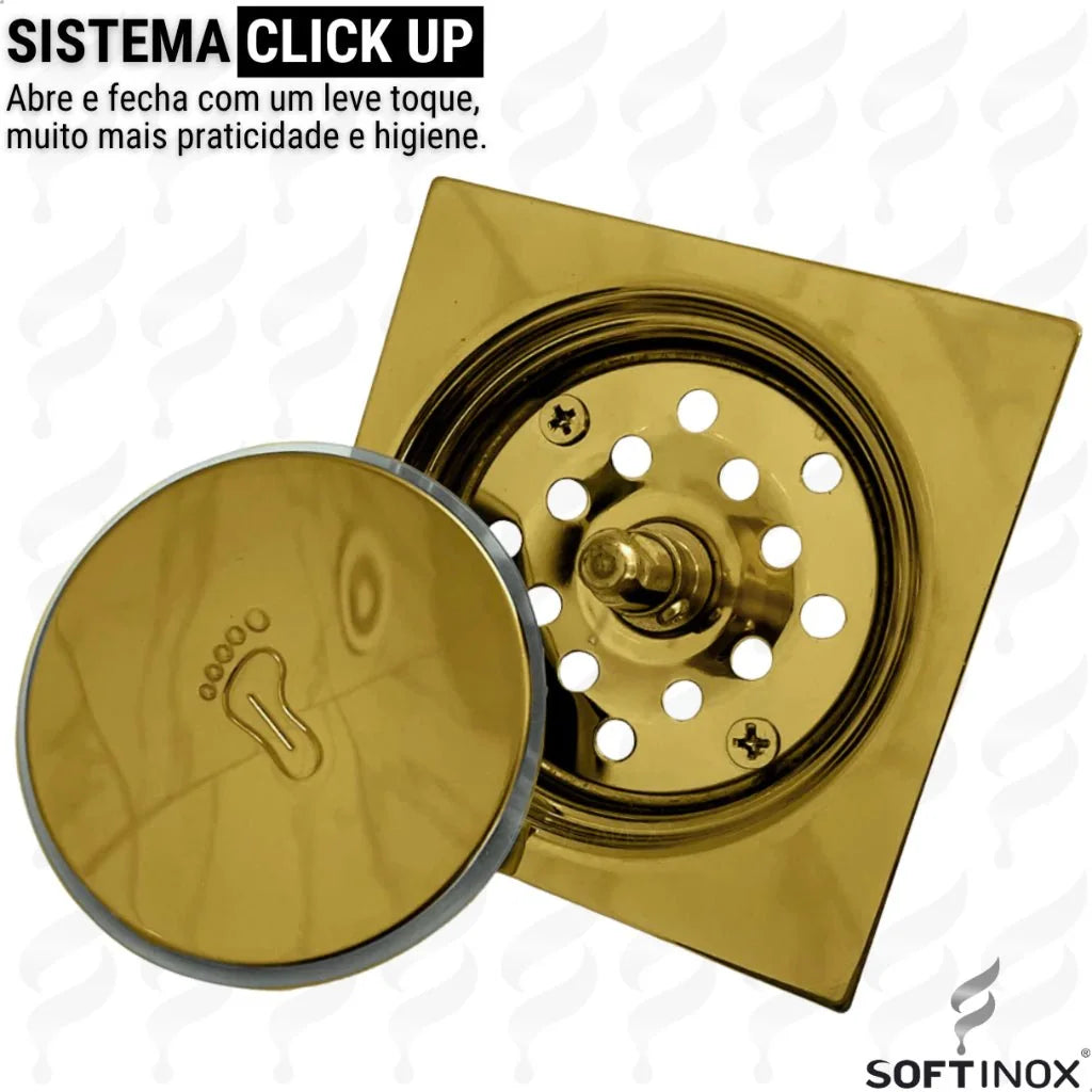 Ralo Click De Banheiro Inteligente Inox Quadrado Veda Cheiro - imagem do produto 3