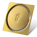 Ralo Click De Banheiro Inteligente Inox Quadrado Veda Cheiro - Dourado 15x15 cm