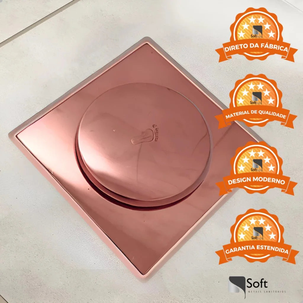 Ralo De Banheiro Click Inteligente 10x10 cm Inox rosé - rosé