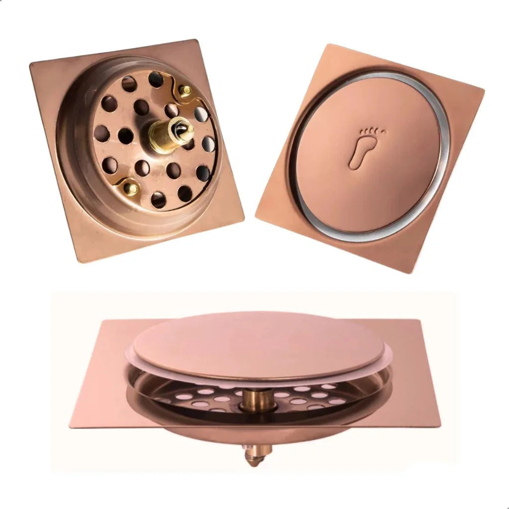 Ralo De Banheiro Click Inteligente 10x10 cm Inox rosé - rosé