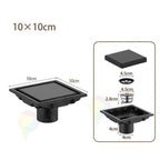 Ralo Para Banheiro Anti Odor Aço Inoxidável 304 - Preto Fosco 10x10cm