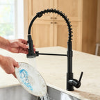 Royal Basic em uso com ducha móvel lavando um prato