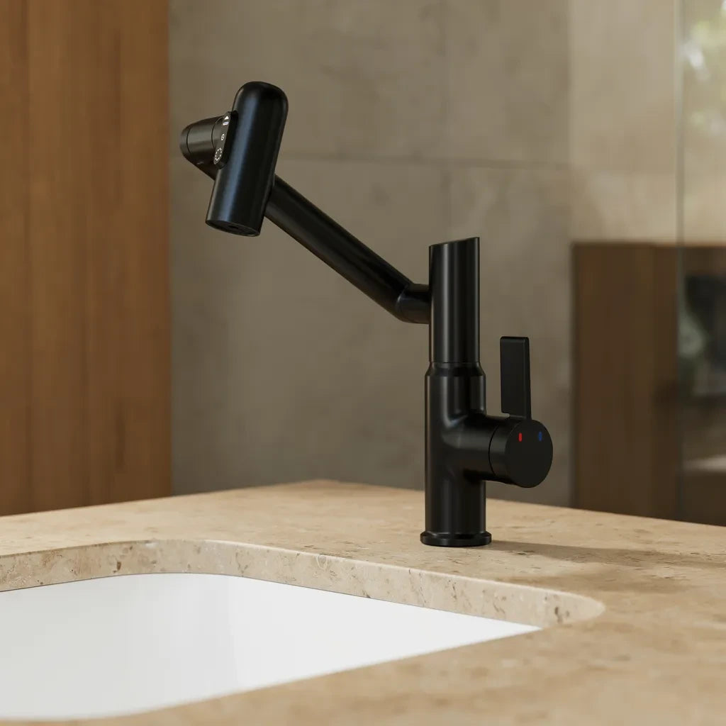 Torneira Digital LED 360 — Preto ambientado