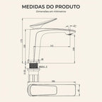 Torneira Palace — desenho técnico com medidas em milímetros