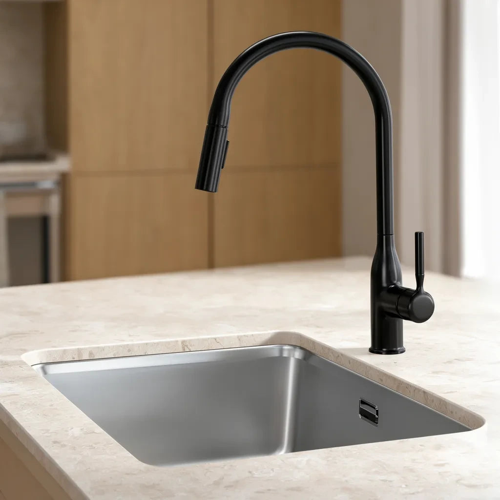 Torneira Royal Pristine — preto ambientado