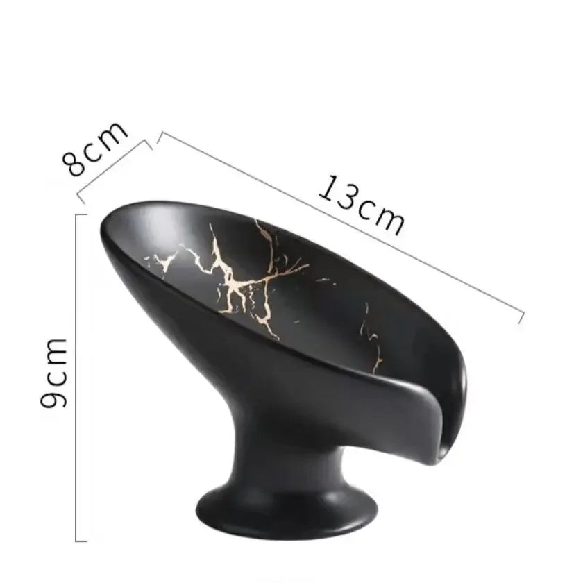 Saboneteira Cerâmica Porta Sabonete Luxo Para Banheiro - Preto
