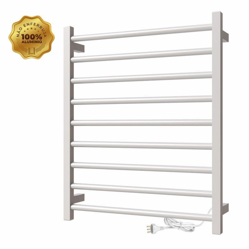 Toalheiro térmico Elegance prata escovado em vista frontal