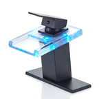 Torneira AquaGlam LED preta com placa para 3 furos, foto em fundo branco - Torneiras Royal