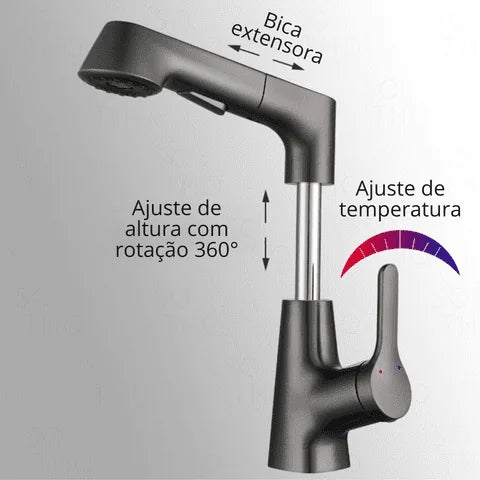 Torneira Banheiro Monocomando Mangueira Extensível Pull-Out Sapphire - imagem do produto 4