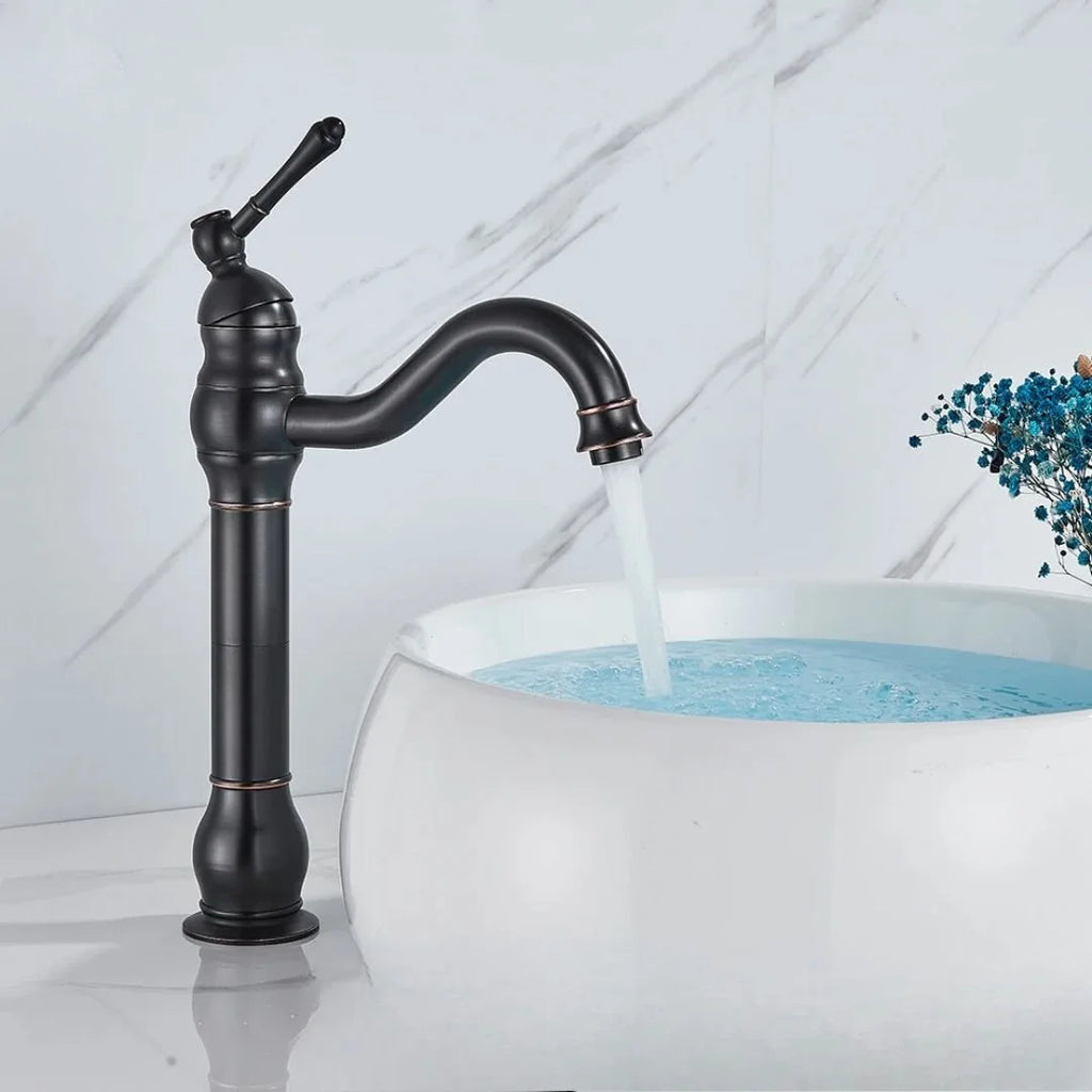Torneira Bica Alta Gourmet Monocomando Para Banheiro Lavabo - Preto Alto