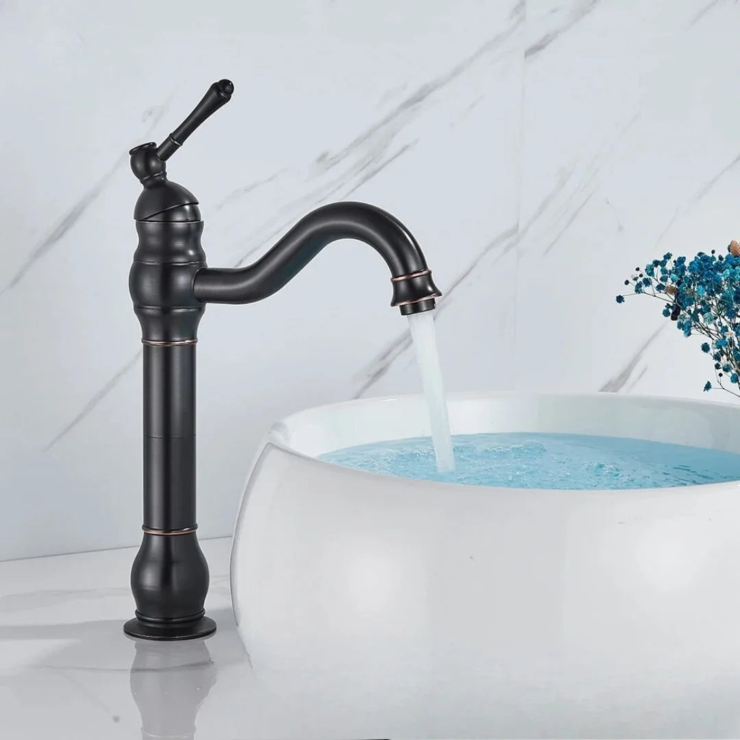 Torneira Bica Alta Gourmet Monocomando Para Banheiro Lavabo - Preto Alto