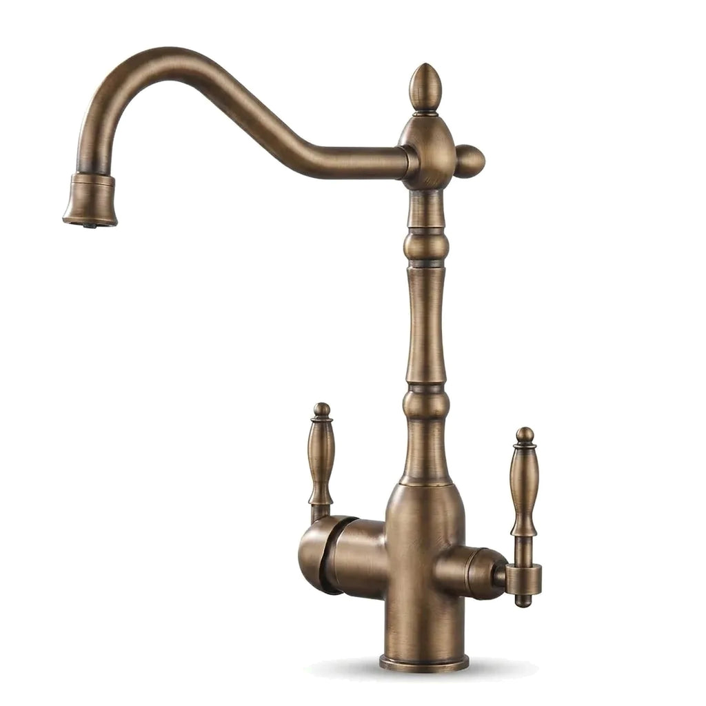 Torneira de cozinha Royal Élan com filtro acabamento bronze antigo, foto de catálogo em fundo branco