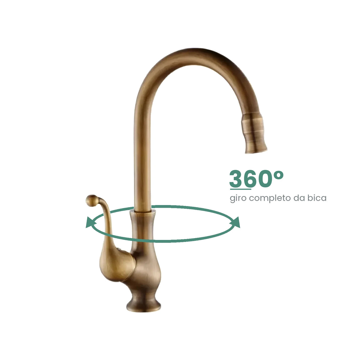 Torneira gourmet antique bronze com bica de giro completo de 360 graus