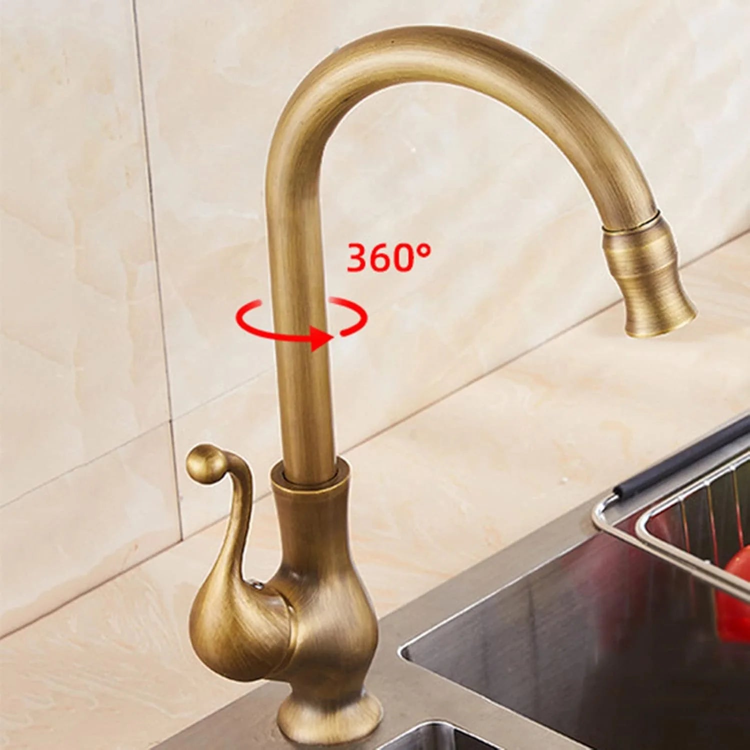 Torneira Gourmet Para Cozinha Monocomando Antique Bronze Rotação 360 - imagem do produto 4